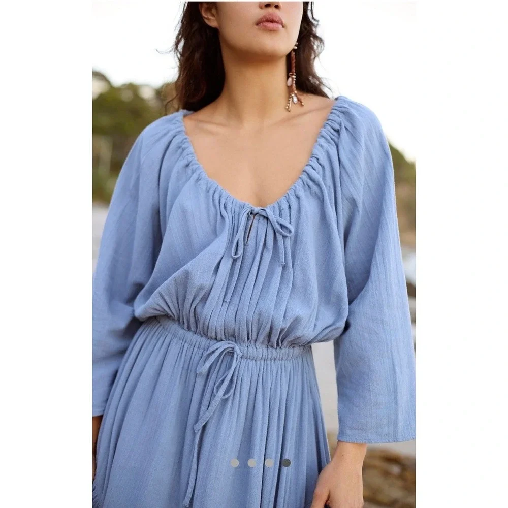 Free People Shore Chic Maxi Dress‎ Butterblue size S - Picture 3 of 11